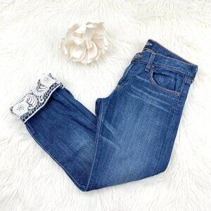 Lucky Brand Boho Sienna Tomboy Crop Crochet/Lace Detail Jeans Women's Size 4/27